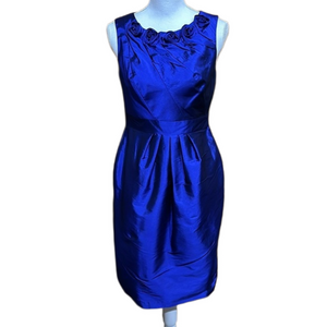 Adrianna Papell Cobalt Blue Rosette Neckline Sheath Cocktail Dress Size 6 - EUC
